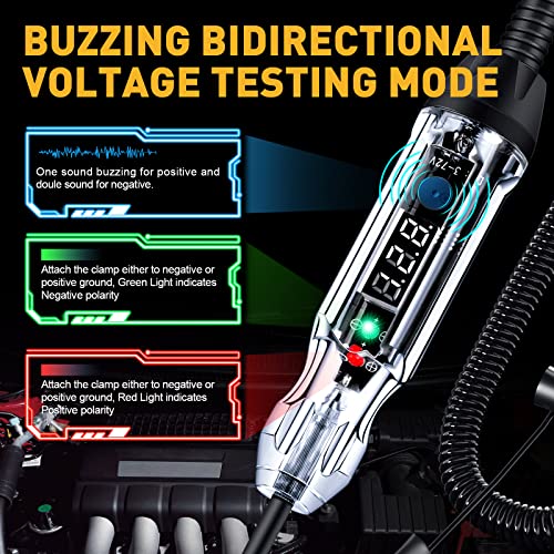 3-72V DC Buzzer Automotive Test Light, Bidirectional Auto Voltage Tester
