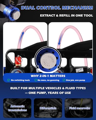 10L Transmission Fluid Pump, Pneumatic Fluid Transfer Pump w/15 ATF Adapter - size: 10L, Pneumatic