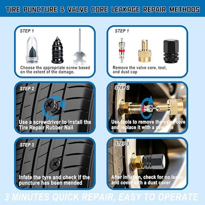 GTILL Tell 77 PCS 3 in 1 Tire Screw Plug Repair Kit - size: 77 PCS