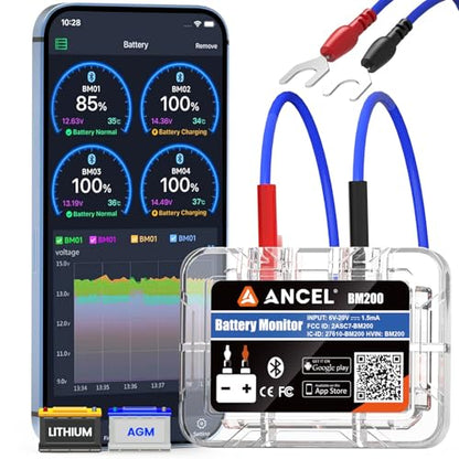 ANCEL BM200 Blue-US Battery Monitor 12V Automotive Bluetooth - color: Blue