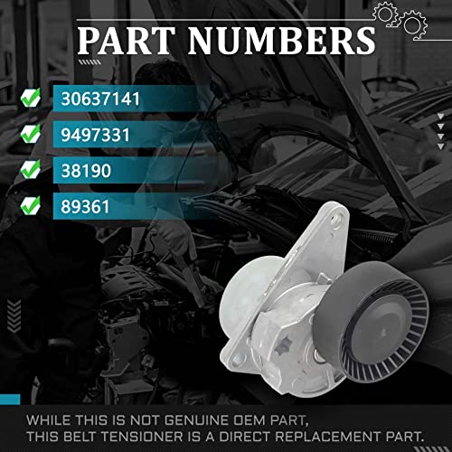 IRONTEK 9497331 Belt Tensioner Pulley Assembly fit for Volvo (2000-2005 C70/ 2000 S40/ 2001-2009 S60/ 1998-2000 S70/ 2004-2006 XC90) #30757057 31251250 9125571 534010310 - size: 9497331