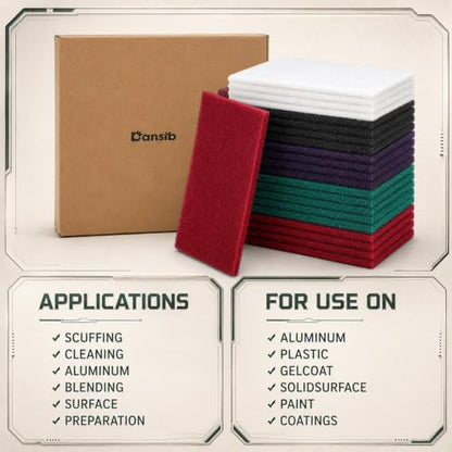 50 Pack Multicolor Fine Scuff Pads 6 X 9 in Abrasive Sanding Pad - color: Multicolor