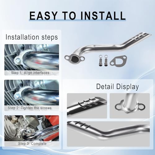 Exhaust Header Pipe Kit For Predator 212cc 224cc 196cc For Coleman CT200u CT200u-ex BT200X KT196 6.5hp Baja Warrior MB200 GX160 GX200 Clone Engine Go Kart Mini Bike Silver - style: Silver