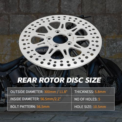 TOFR 11.8" Front Rear Brake Rotors with Pads for Harley Touring 2014-2023 - color: Polished