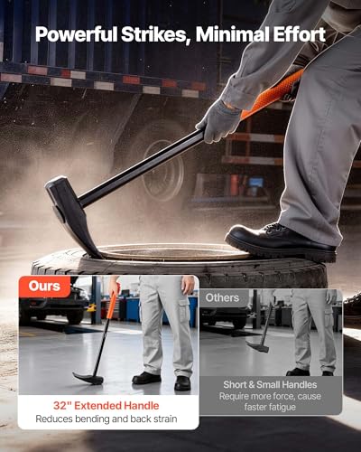 VEVOR Tire Bead Breaker Wedge, 32" Handle, Duck-Billed Tire Hammer, Heavy Duty Bead Breaker Tool & Duckbill Iron with Cast Iron Head for Motorcycles, Cars, Buses, Trucks, ATVs, UTVs, and Tractors