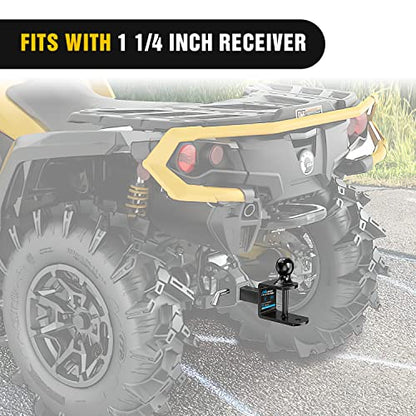 Nilight ATV UTV Trailer Hitch 3-in-1 Fits 1-1/4" Receiver with 2 inch Ball - color: 1.25" Hitch Receiver with 2" Ball