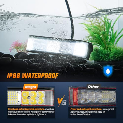 Nilight Side Shooter LED Lights 2PCS 6.5 Inch with Wiring Kit for Truck SUV - color: 60W Side Shooter Light + Wiring Harness