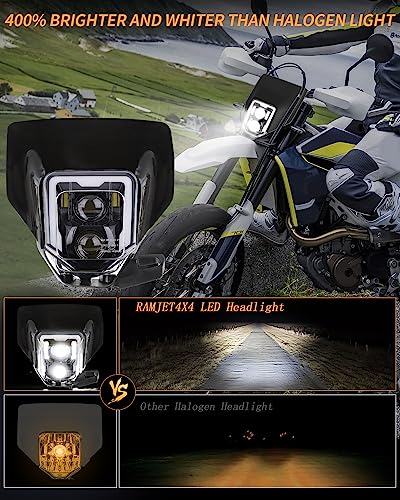 LED Dirt Bike Headlight Enduro Motocross Lights for 2017-2024 Husqvarna - color: black C