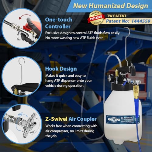 FIRSTINFO 6L Pneumatic ATF Refill Pump with 14 Filler Adapters - size: 6 Liter w/14pcs Adapter