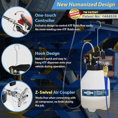 FIRSTINFO 6L Pneumatic ATF Refill Pump with 14 Filler Adapters - size: 6 Liter w/14pcs Adapter