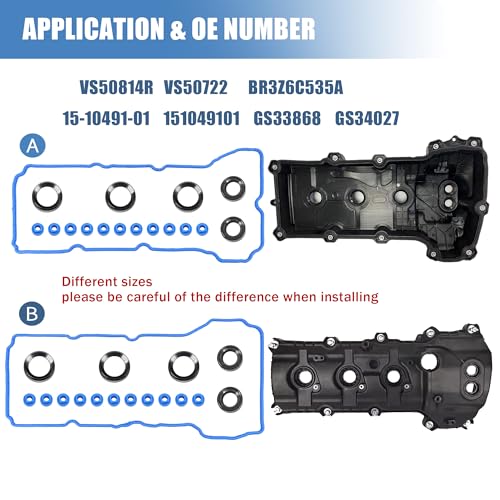 Sorello Engine Valve Cover Gasket Set for Ford Lincoln VS50814R VS50722