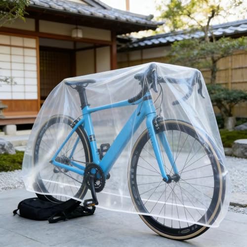 2 Pack Transparent Disposable Bicycle Covers, High Clarity PVC Material, Elastic Closure For Road And Mountain Bikes, Portable Riding Protection Gear - color: 2PCS Transparent
