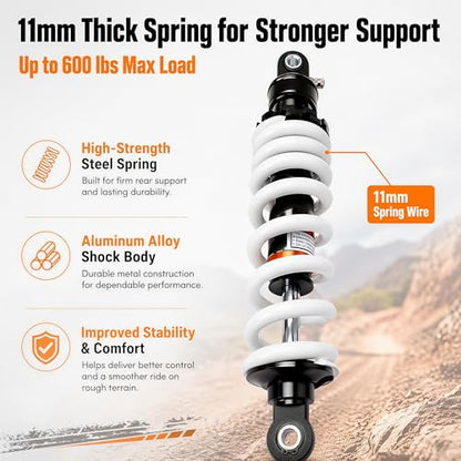 290mm 11.4” Rear Shock Absorber, 600 lbs Max Load Heavy Duty Suspension for Pit Bike Dirt Bike Go Kart ATV, Compatible with Selected Honda Kawasaki Yamaha SSR Apollo TaoTao Coolster