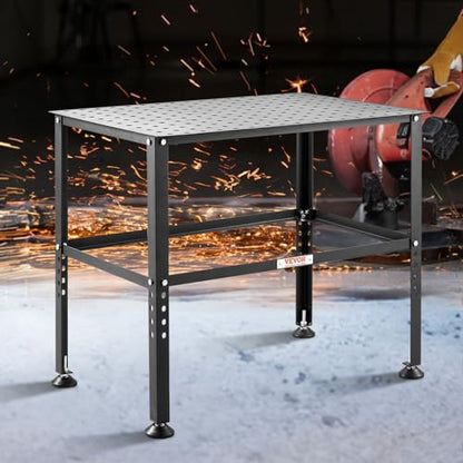 VEVOR Welding Table 36" x 24", 800LBS Capacity Welding Workbench Table, Heavy-Duty Work Bench with 0.63" Fixture Holes and Non-Slip Foot Pads for Welding Assembly Repair Works