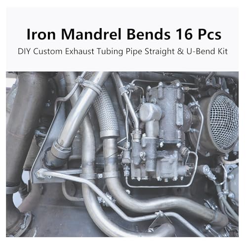 A-KARCK Mild Steel Mandrel Bends 16 Pcs, 2.5 Inches DIY Custom Exhaust Tubing Pipe Straight & U-Bend Kit, Universal Fit - size: 2.5 inch 16 piece Kit, style: Mild Steel
