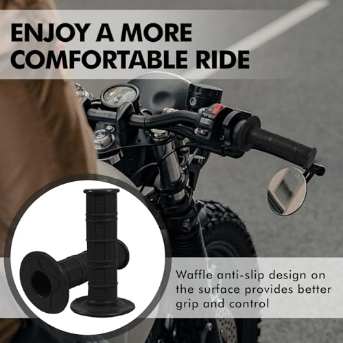 2PCS Motorcycle Handlebar Grips, 7/8 & 1 Inch Non-Slip Grips (Black) - color: Black