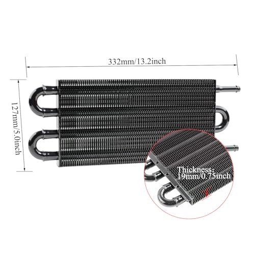 Transmission Oil Cooler Kit, Aluminium alloy Radiator with 5/16" Tube and Hose Mounting Kit(Black) (4 Pass) - color: Black, size: 4 Pass