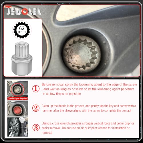 62/17PT Wheel Locking Nut Key Compatible with VW, Audi, Nut Removal - color: 62/17PT