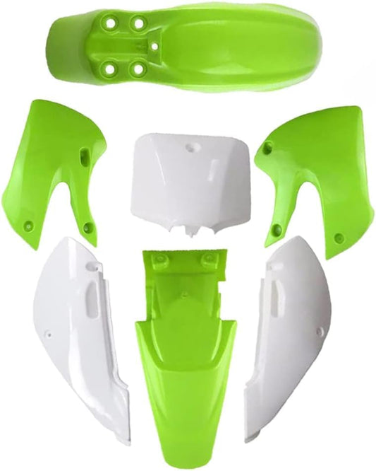 Fairing Kit Plastic Fender for KLX110 KX65 KLX 110 KX 65 DRZ110 RM65 Chinese 110cc 125cc 140cc 150cc 200cc Pit Dirt Bike Motorcycle Plastic Body Kit (Green and White plastics) - style: Green and White plastics