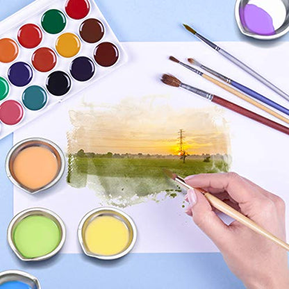 12Pcs Small Round Paint Trays Makeup Palette, 2-inch Stainless Steel Painting Color Palette Paint Mixing Cups with Mouth for Artist Watercolor