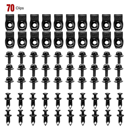 Nilight 70PCS Engine Under Cover Splash Shield Guard Body Bolts - color: 70Pcs Extruded U-nuts