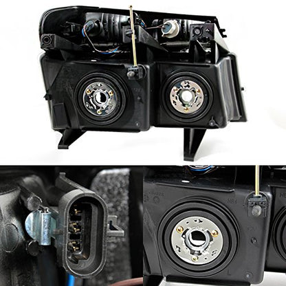 AKKON - For Chevy Colorado/Canyon Black Headlights Head Lamps Replacement Pair + Black Tail Lights Combo Sets