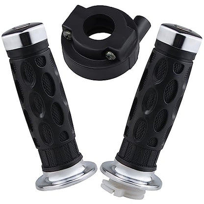 7/8inch 22mm Handlebar Throttle Twist Handle Grip Set w/Cable housing Holder Aftermarket Replacement Parts Compatible for GY6 50cc 80cc 125c 150cc Scooters Pit Bike ATV.