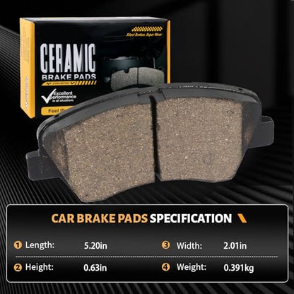 D1593 Front Ceramic Brake Pads Kit Fit For Hyundai Accent 2012-2017, For Kia Rio 2012-2017 - style: HZ1593
