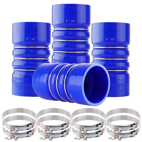 3" X 6" Silicone Charge Air Cooler Hump Hose with Clamps,4PCS Blue - color: Blue, size: 3" x 6"