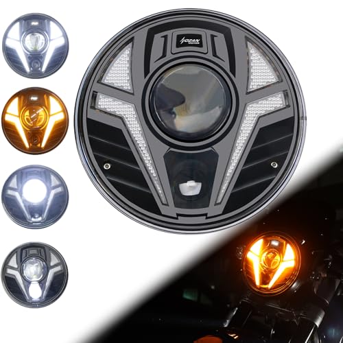 7" Round Headlight with Laser, White/Amber DRL - color: White/Amber DRL