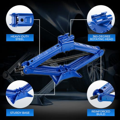 Scissor Car Jack, 2 Ton (4409 Lbs) Portable Tire Changing Kit