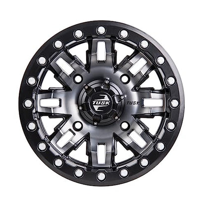 (2 Pack) 4/156 Tusk Teton Beadlock Wheel 15x10 5.0 + 5.0 Gun Metal/Black For POLARIS RZR XP Turbo S Velocity 2019-2021