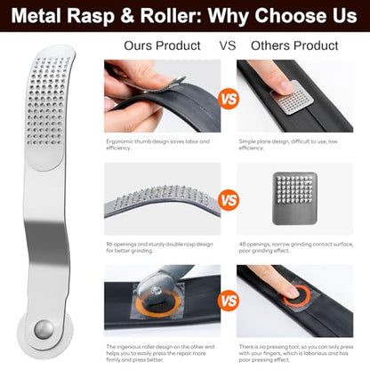 29 PCS Bike Tire Repair Kits - 22 PCS Patches,Tire Repair Glue, Tire Levers, Metal Rasp & Roller, Valve Wrench, Portable Bicycle Inner Tube Puncture Patch Kit for BMX MTB Road Bike Motorcycle