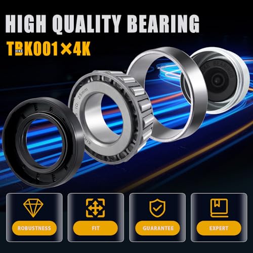 XiKe 25mm Axles 30205 Trailer Bearings Wheel Hub Kit, 4 Sets - size: 30205 + Seal ID 1.18, style: Pack 4 Set
