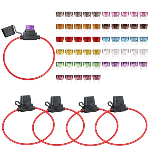 TMH 5 Pcs of Fuse Holder 14 Gauge Wiring Harness ATC/ATO Blade Automotive, Inline Kit 12 Volt Standard Car Fuse (2A 3A 5A 7.5A 10A 15A 20A 25A 30A 35A 40A) - style: 14 AWG - 5 Pcs