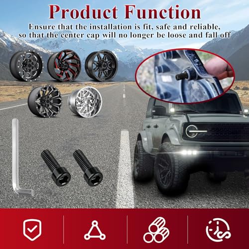 2 Pack Upgrade Fuel Wheel Center Cap Screws, with Adapter Tool - style: 2 Pcs 1001-63-B