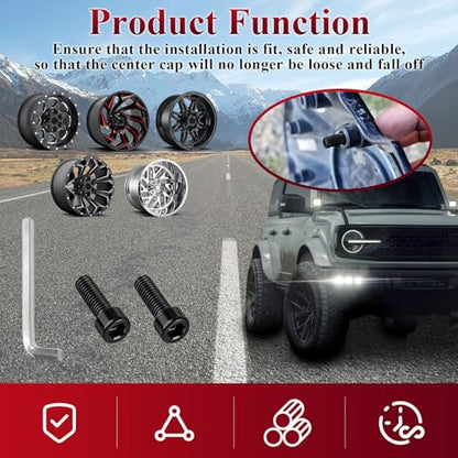2 Pack Upgrade Fuel Wheel Center Cap Screws, with Adapter Tool - style: 2 Pcs 1001-63-B