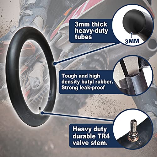 PIVOTRAX 70/100-19 (2.75/3.00-19, 80/100-19) 3MM Thickness Heavy Duty Inner Tube –, TR4 Valve – Fits Surron Light Bee, Talaria, Rawrr, Caofen, Beta, 79Bike, SRPNT & Other Electric MX Bikes - size: 70/100-19 (2.75/3.00-19, 80/100-19)