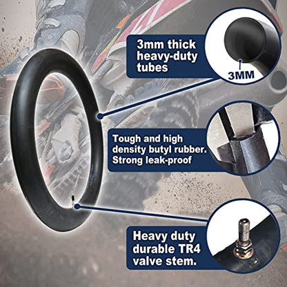 PIVOTRAX-110/90-19 (4.50 X 19) or 120/90-19 Heavy Duty Motorcycle Tube - 3mm Thick - TR4 Valve - size: 110/90-19 (4.50 X 19)