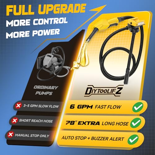 DIYtoolifz 6 GPM Cordless Fuel Transfer Pump Compatible with Dewalt 20V - color: Light yellow