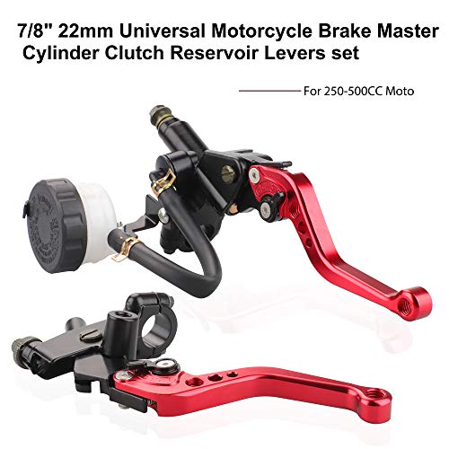 Universal 7/8" 22mm Motorcycle Brake Clutch Lever Master Cylinder Reservoir - color: Red