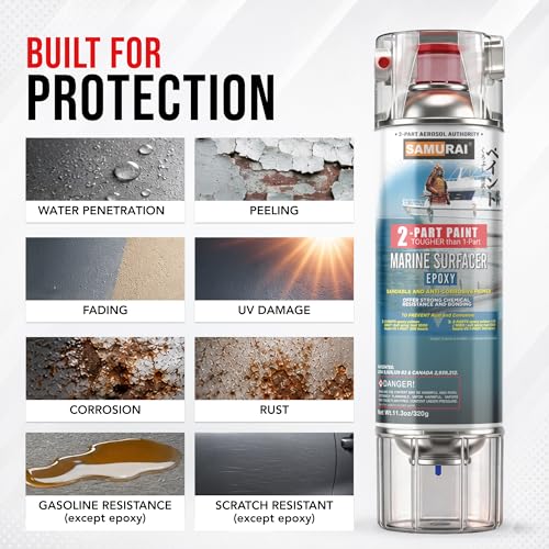 SAMURAI 2-Part Spray Paint Epoxy Primer for Marine Surfacer (Primer Grey, Pack of 1 Can)