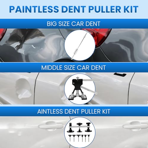 Paintless Dent Repair Kit, 154PCS Dent Puller kit,Dent Removal Tools with Metal Dent Lifter, Bridge Puller, T-Slide Hammer PDR Kit for Car Dent Repair, dings, creases and Hail Damag