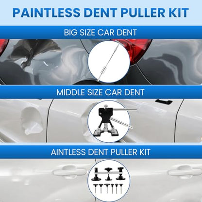 Paintless Dent Repair Kit, 154PCS Dent Puller kit,Dent Removal Tools with Metal Dent Lifter, Bridge Puller, T-Slide Hammer PDR Kit for Car Dent Repair, dings, creases and Hail Damag