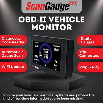 ScanGauge 3 Touch Screen OBD2 Scanner, Digital Gauges & Trip Computer SG3