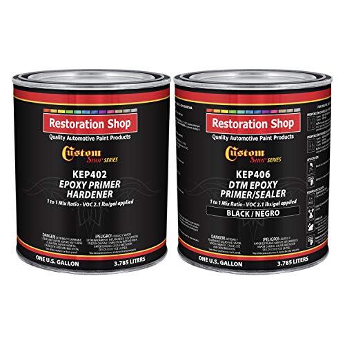 Custom Shop, Black DTM Epoxy Primer/Sealer 2.1 VOC, 1:1 Mix, 2 Gallon Kit - color: Black, size: 1 Gallon (Pack of 2)