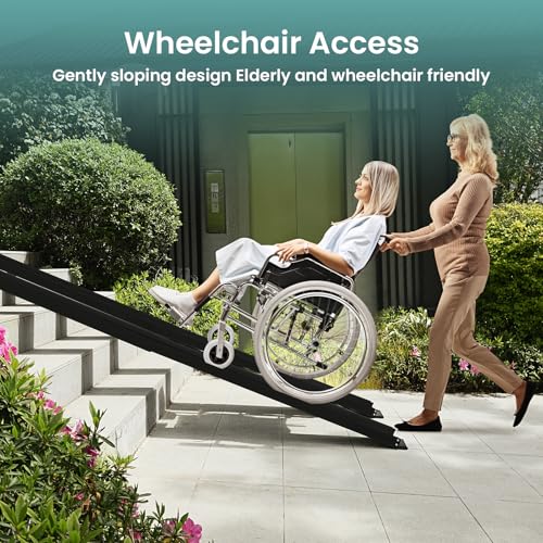 Wheelchair ramp 6FT, Lightweight, Retractable and Portable, can be Used for Wheelchair ramps, Comes with a Handbag-Black - size: 6FT