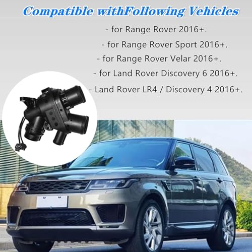Engine Coolant Thermostat Housing Assembly LR117568,Compatible with Land Rover Jaguar Velar LR4 Discovery5 16 THERMOSTAT 3.0L, Replaces LR107288 LR069809 LR095895 AJ814048 AJ813986