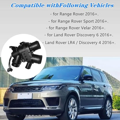 Engine Coolant Thermostat Housing Assembly LR117568,Compatible with Land Rover Jaguar Velar LR4 Discovery5 16 THERMOSTAT 3.0L, Replaces LR107288 LR069809 LR095895 AJ814048 AJ813986