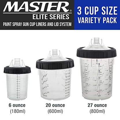 Master Paint System 3 Cup Size 6 oz, 20 oz, 27 oz Variety Pack Set, MPS - size: 6, 20, 27 Ounce Variety Pack